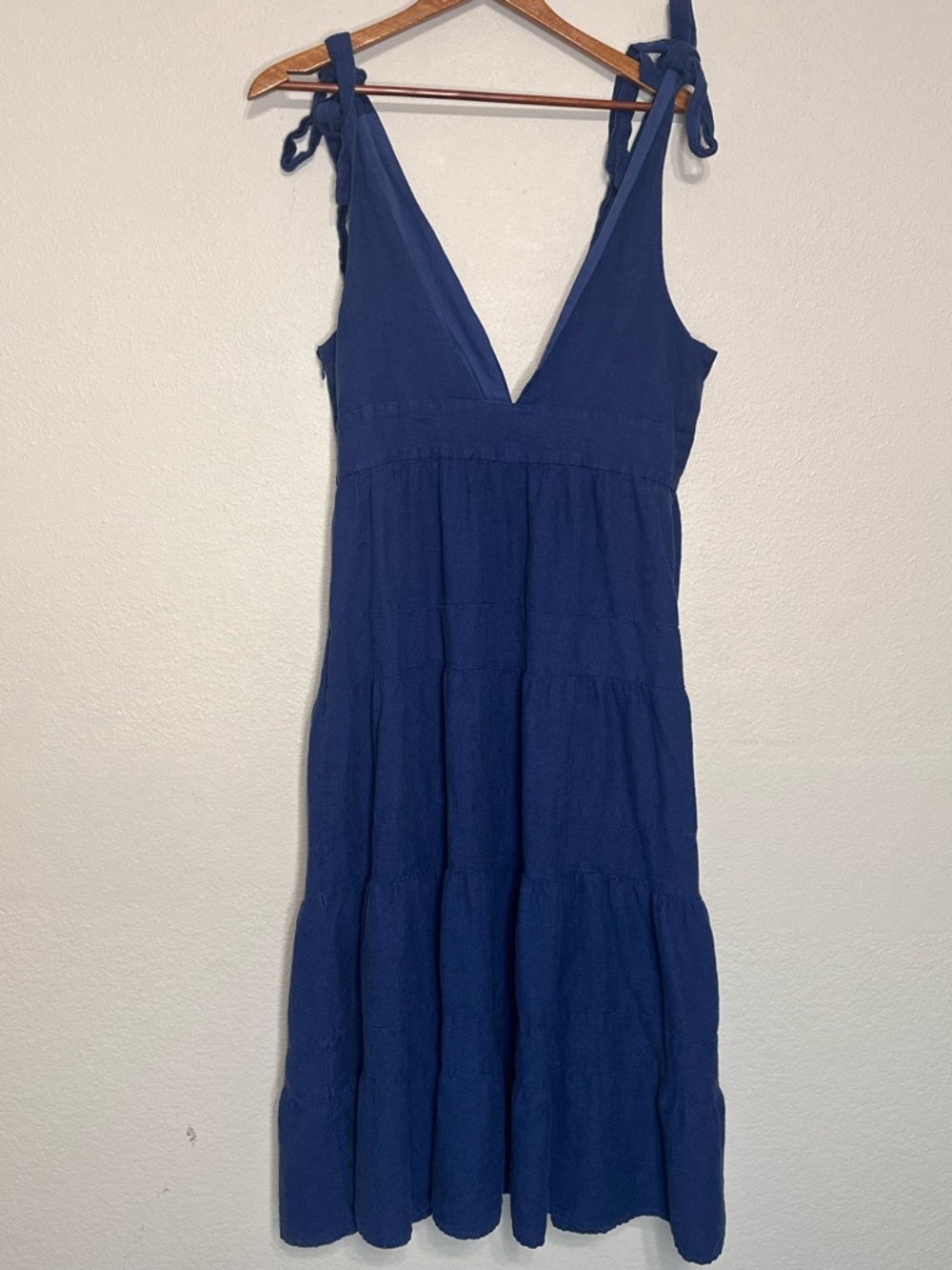House of Harlow 1960 Deep Navy Tie-Shoulder Deep V Beck Maxi Dress Size L - Picture 4 of 6